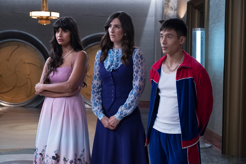 Jameela Jamil, D’Arcy Carden, Manny Jacinto (Photo: Colleen Hayes/NBC)